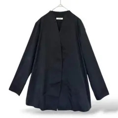 美品 スウィンスウィン キーネックジャケット 比翼仕立て L 黒 日本製 羽織り