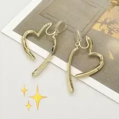 イヤリング ハート ノンホール フープ アクセサリー ゆれる ゴールド