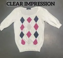 CLEAR IMPRESSION アーガイル柄ニットセーター サイズ2