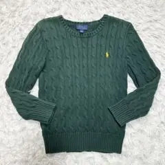 良品 ポロラルフローレン ケーブルニット セーター 緑 グリーン XS相当