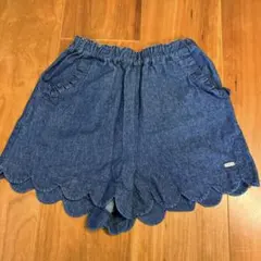 プティマイン　裾スカラップ　ショートパンツ　120 デニム キュロット