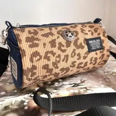 コーデュロイ レオパード　ドラムバッグ　デニムリメイクバッグ