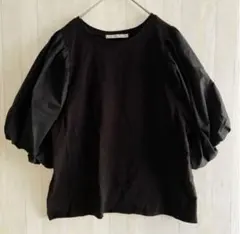 ケービーエフ　異素材ドッキング パフスリーブ Tシャツ ブラック