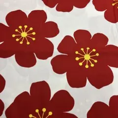 1m 綿100% オックス 大きい花柄　レッド　赤