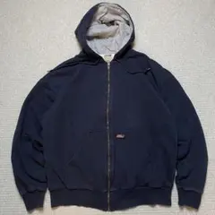 ディッキーズ ジップパーカー ネイビー ヘビーウェイト ワンポイント刺繍ロゴ