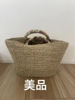 花柄ハンドル籠トートバッグ