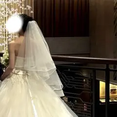 ホワイト 二層式ウェディングベール コーム付き