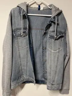 H&M デニムジャケット フード付き グレー