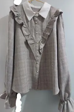 INGNI イング　チェック柄フリル長袖シャツ