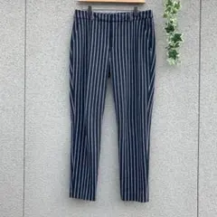 【ザラウーマン】M♡ストライプパンツ ストレッチ カジュアル ネイビー系