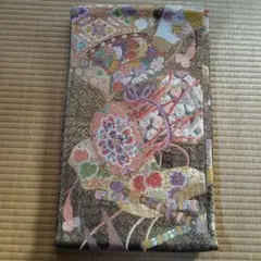 e*t様 華やかな鼓と扇子花柄 刺繍 正絹 袋帯