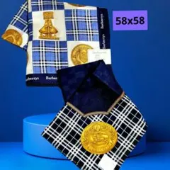 未使用バーバリー ハンカチ スカーフ ノバチェック ホースマーク58 大判