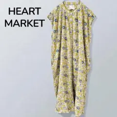 【ハートマーケット】花柄　ノースリーブワンピース　ロング丈　イエロー　F