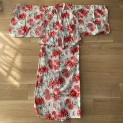 赤い花柄 浴衣 セット　セパレート