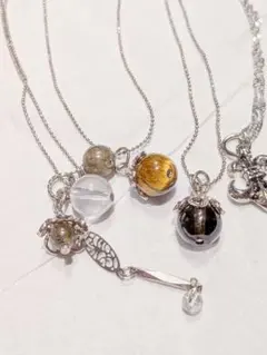 天然石シルバーネックレス 4本セット