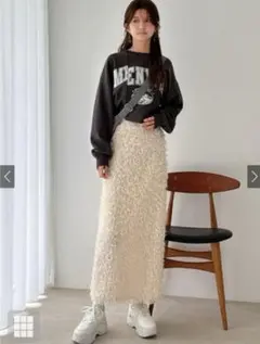 新品 GRL バックスリットファンシーヤーンタイトロングスカート[sm209]