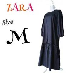 a488　ザラ　マキシ丈ロングワンピース　M　ブラック　バックスリット　ゆったり