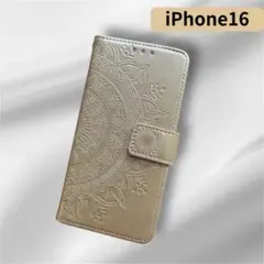 iPhone 16 手帳型ケース 【ゴールド】
