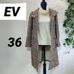【EV】チェスターコート ロングコート 36 チェック 美品 カジュアル