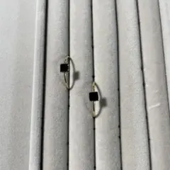 ゴールド スクエア型黒石 リング　2点セット