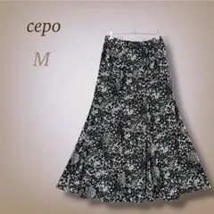 セポ 花柄 ロングスカート フレアシルエット ウエストゴム ミモレ きれいめ M