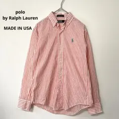 ポロ ラルフローレン ストライプシャツ ポニー刺繍 コットン USA製