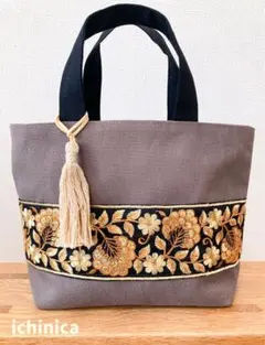 [SALE ] インド刺繍　ミニトートバッグ
