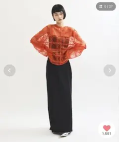 アダムエロペ 25SS スクエアレースプルオーバー 2way ヘンリーネックのサムネイル
