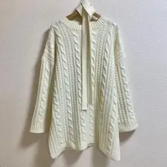 ローリーズファーム ケーブルオーバーニット ゆったり 体型カバー ベルト付き