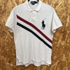 極美品】ポロラルフローレン 半袖ポロシャツ トリコロール 襟裏ロゴ 