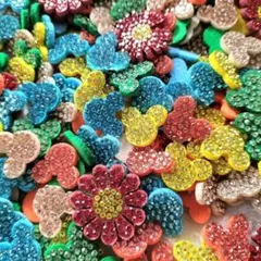 パッチ 花 ミッキーモチーフ ワッペン デコパーツ 手芸 新品