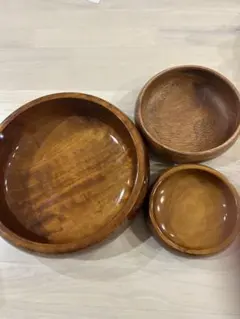 木製丸型ボウル3点セット