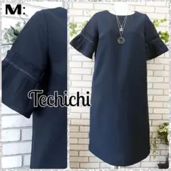 M：極美品★フォーマル Ｉライン ワンピース／テチチ★ダークネイビーのサムネイル