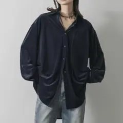 SENSE OF PLACE マルチコードツキベロアシャツ ネイビー