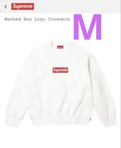 Supreme Washed Box Logo Crewneck White M