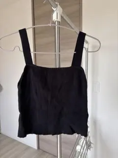 黒 リブ編み タンクトップ M