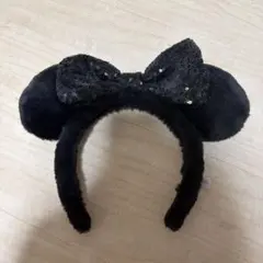 ミッキー耳風 黒カチューシャ ラメ付き