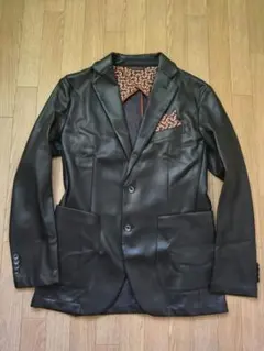 ジーステージ 裏起毛ストレッチFレザー テーラード ジャケット G-stage