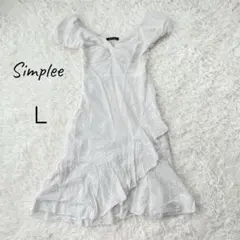 花柄　ワンピース　レース　Aライン 海外ガール　白　L 大きい