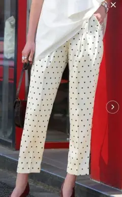 ELFRANK サテンドット プリントセンタープレステーパードパンツ