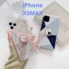 iPhoneケース バンカーリング付 幾何学模様 大理石調のサムネイル