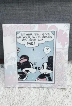 ミッキー・ミニー コミックアート 木製フレームウォールポスター