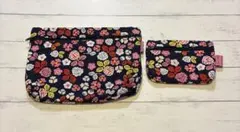 IKEA 花柄ポーチ 2点セット（大・小）