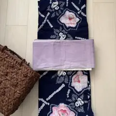 手縫い アンティーク 総絞り 青色 夏着物 大人浴衣 有松鳴海絞り 花柄