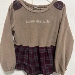 ベージュ チェック柄チュニック 130