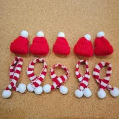 赤いニット帽子とストールセット 5組セット