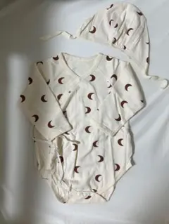 ロンパース・帽子セット クリーム色 三日月