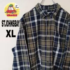 USA古着 STJOHNSBAY ネルシャツ　XL ネイビー　カーキ　チェック