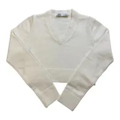 ZARA ホワイト Vネック クロップドセーター M