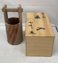茶道具　備前焼　木村陶峰造　茶入　仕覆付　共箱　V　8750 茶道具備前焼木村陶峰造肩衝茶入仕覆付共箱V5609